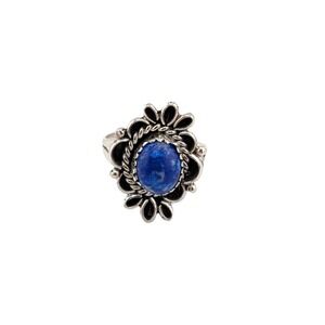 Navajo Sodalite Stone Scallop Ribbon‎ Halo Ring by Marvin Martinez Sz7.5US